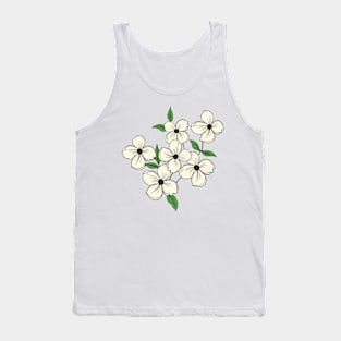 White Dogwood floral Hand Drawn Gardening Gift Tank Top